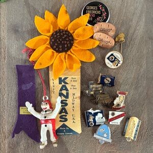 Vintage Lion’s Club Pin and Brooch Collection with Sunflower